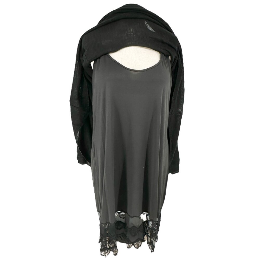 Venus Black Ribbed Knit Long Sleeve Sweater Dress 2X Flared Hem Lightweight NWT - Picture 8 of 16